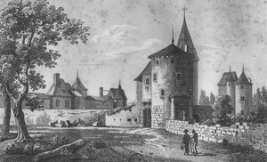 Uitzicht op het Kasteel van Montaigne door Jean Jerome Baugean